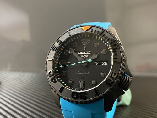 Pre-owned Seiko Srpd79 “miami Vice” Mod Watch - Custom Insert Chapter Ring Sapphire Glass