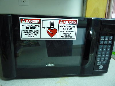 DANGER MICROWAVE IN USE PACEMAKER WARNING BILINGUAL ADHESIVE DECAL 8