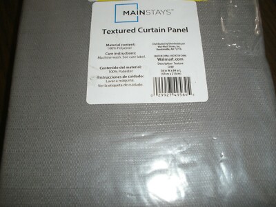 NEW in Opened Bag Mainstays Textured Curtain 1 One Panel Gray 38'' x 84'' (O9)