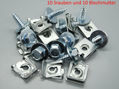 10x Blechmutter Schrauben Radlauf Kotflügel für Audi Bmw Opel Ford Seat Skoda VW