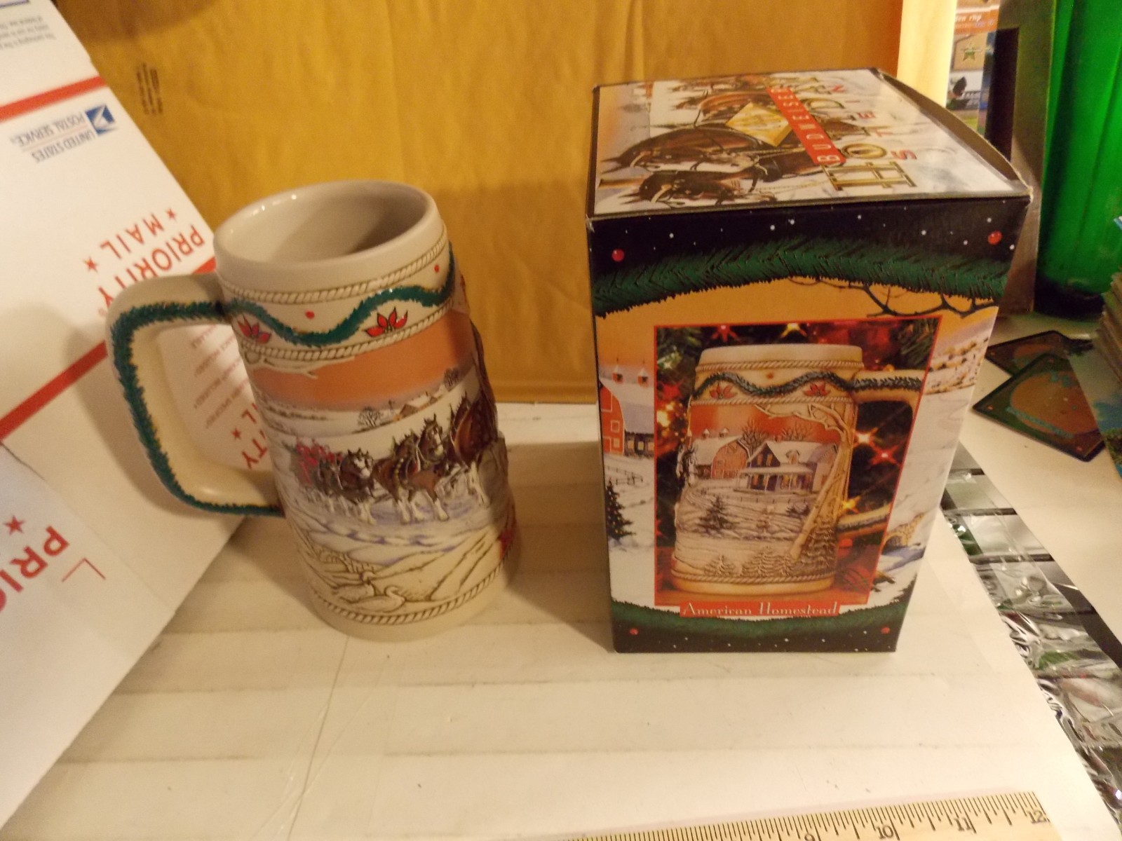 1996 BUDWEISER HOLIDAY BEER STEIN IN ORIGINAL BOX