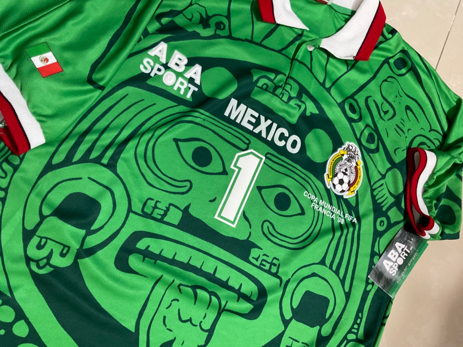 MEXICO MUNDIAL 98 CAMPOS SIZE S  AUTHENTIC SHIRT ABA SPORT NEW WITH TAGS