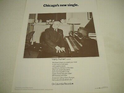 CHICAGO the band - the new single is HARRY TRUMAN 1975 RW Promo Display Ad