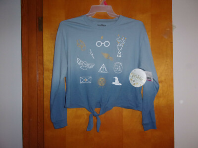 NEW ''HARRY POTTER''  BLUE CREW NECK PULLOVER w/ HARRY POTTER CHARACTERS PRINT 