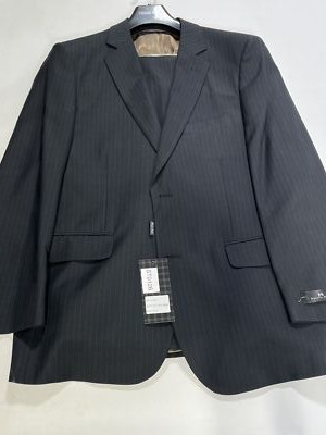 Mens Pierre Noir Black Pinstripe Two Button Suit 40S NEW