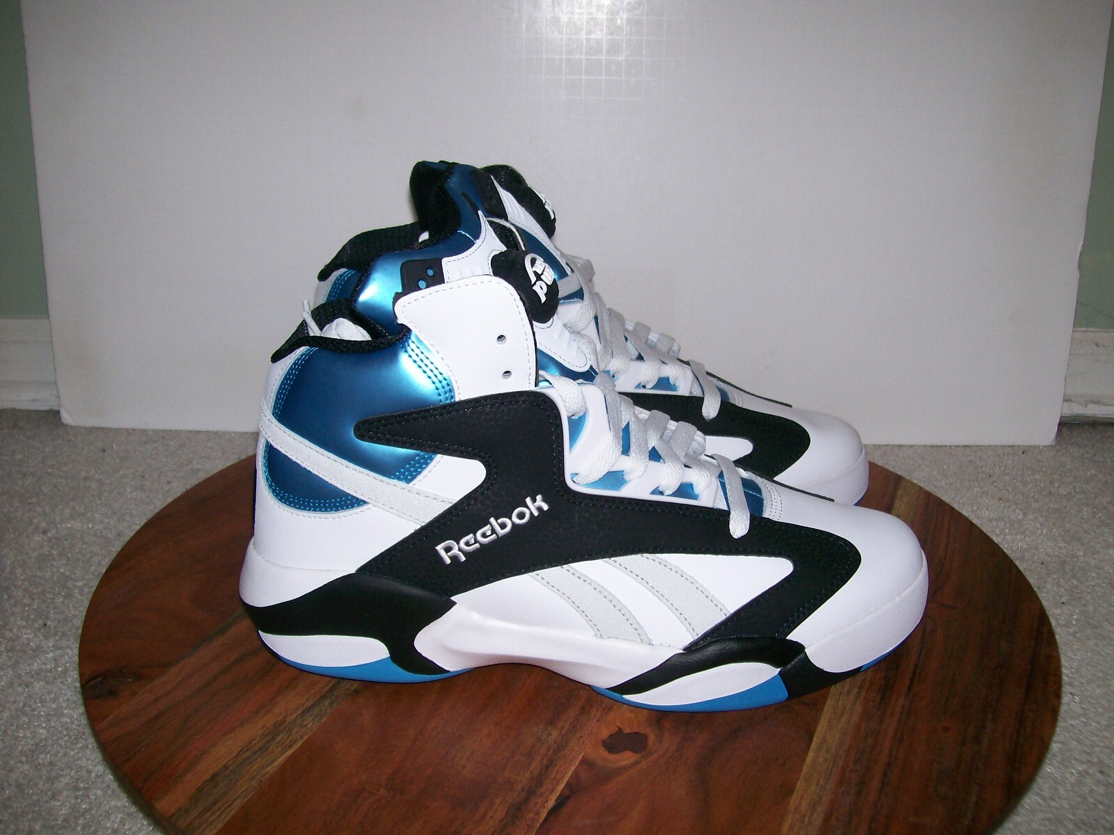 Pre-owned Reebok Sz 13  Shaq Attaq Pump Gx3881 Orlando Question Mid Iverson Shaqnosis In White Blue Black Grey