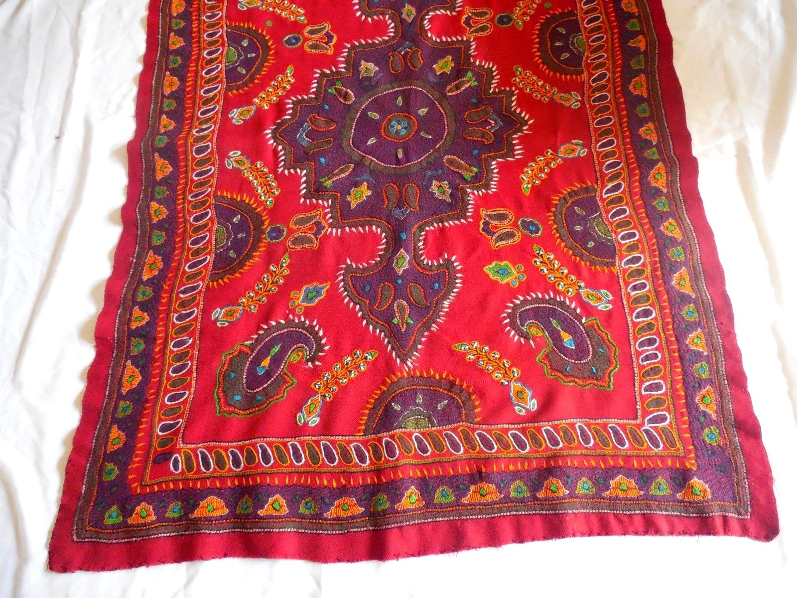 PERSIAN KERMAN HAND EMBROIDERY SUZANI WOOL PATEH NEEDLEWORK TEXTILE TAPESTRY