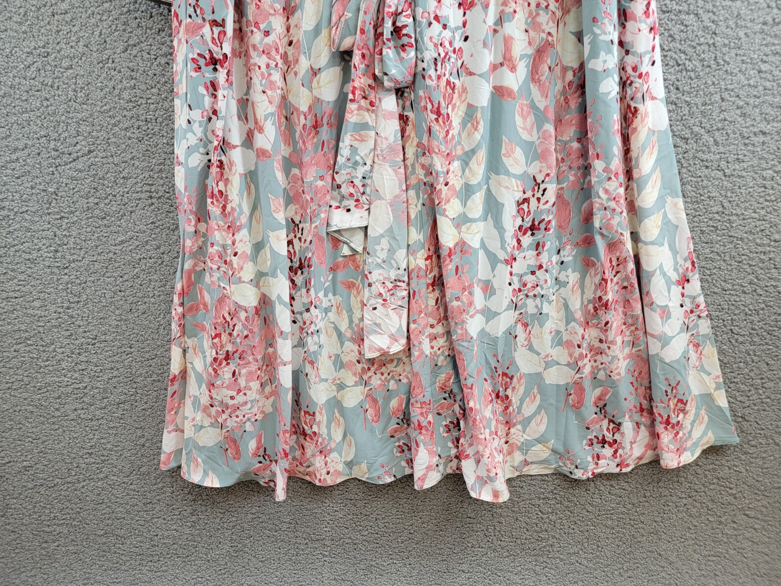 Adrianna Papell Plus Surplice Midi Dress Women's 22W Aqua Multi Back Zip Closure - Picture 12 of 18