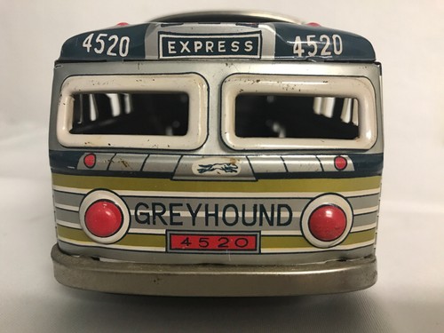 Vintage tin toy BUS Friction Greyhound Scenicruiser Express 1950s