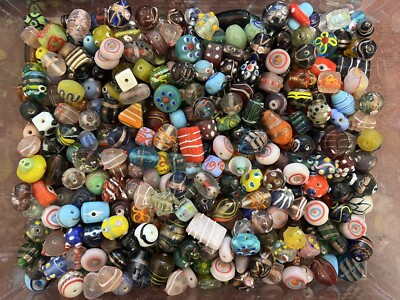 150+ PCS FANCY ASSORT MULTI-COLOR GLASS LOOSE BEADS JEWELRY CRAFTING