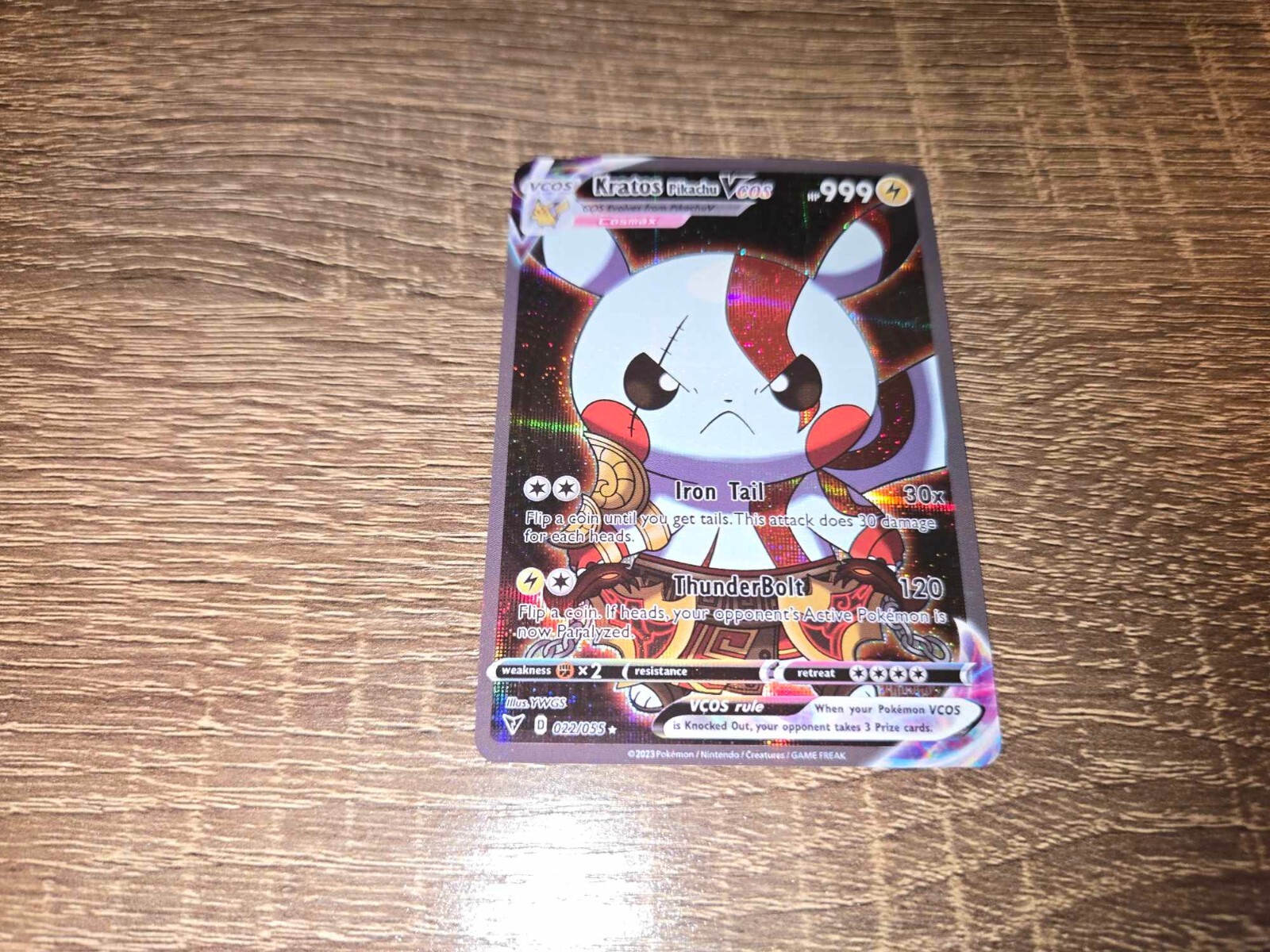Pikachu Kratos Pokemon Card GOW Holo GX VSTAR VMAX GX EX