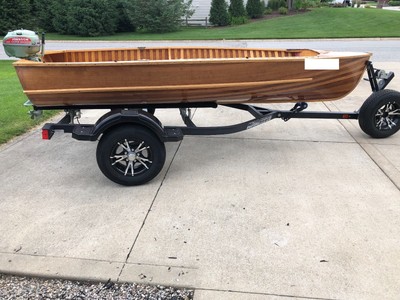 2015 12' Custom Geisler Wood Boat Karvavan Trailer & 1946 Johnson HD-25 Outboard