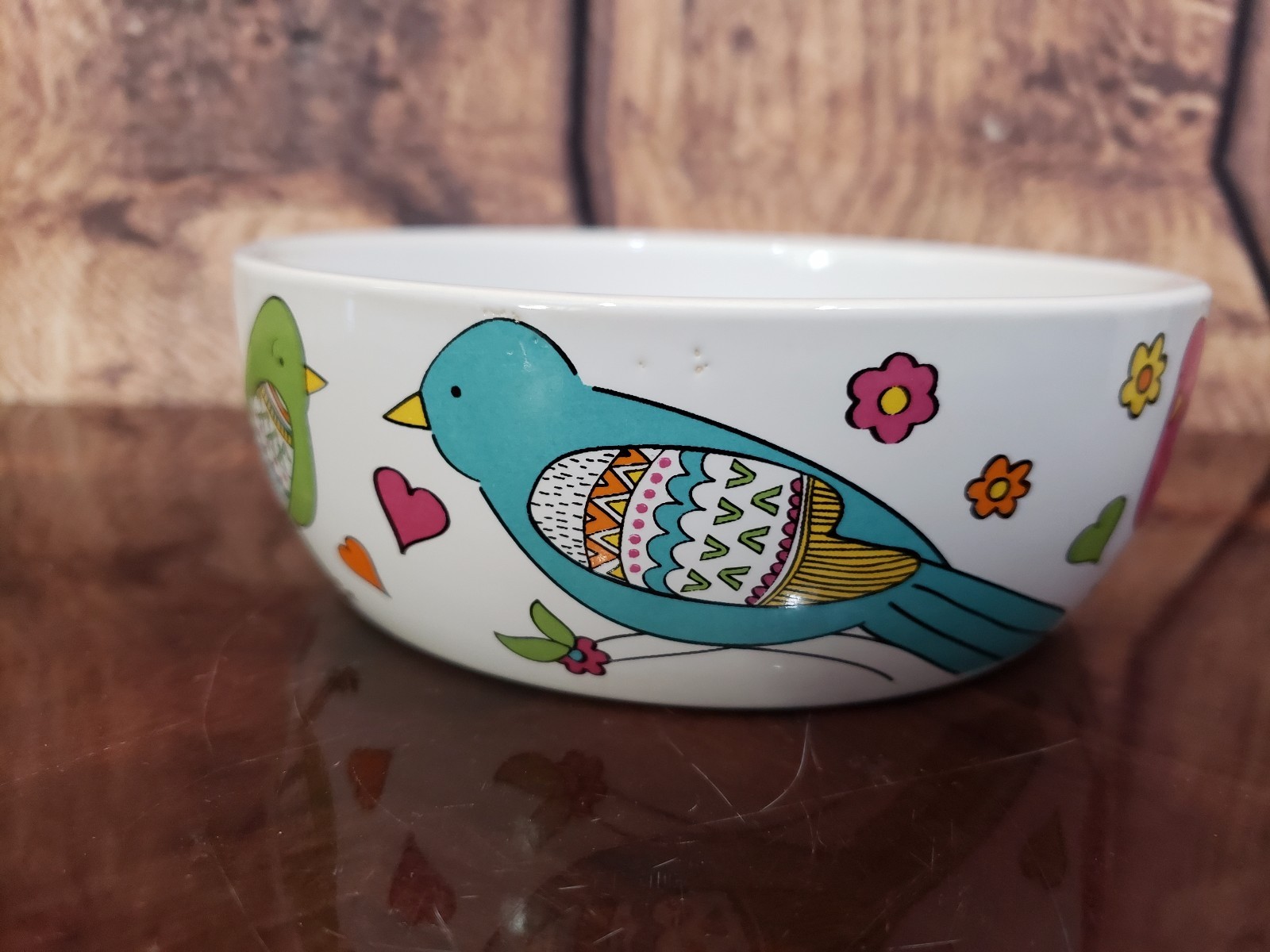 Whisker City Cat Ceramic Food Water Bowl Bird Theme