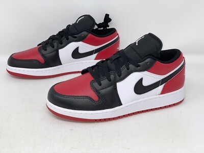 Air Jordan 1 Low 'Bred Toe Chicago' Black Sneaker Size 7Y / 8.5W BNIB 553560-612
