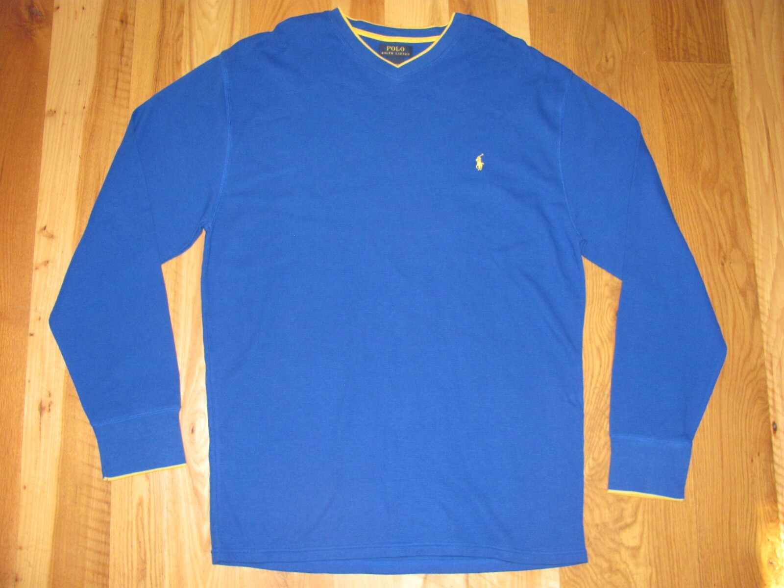 Tシャツ・カットソー Ralph Lauren PULLOVER LONG SLEEVE (710 890558 506 DECKWASH) Polo Ralph Lauren Blue Yellow Pullover V-Neck Long Sleeve