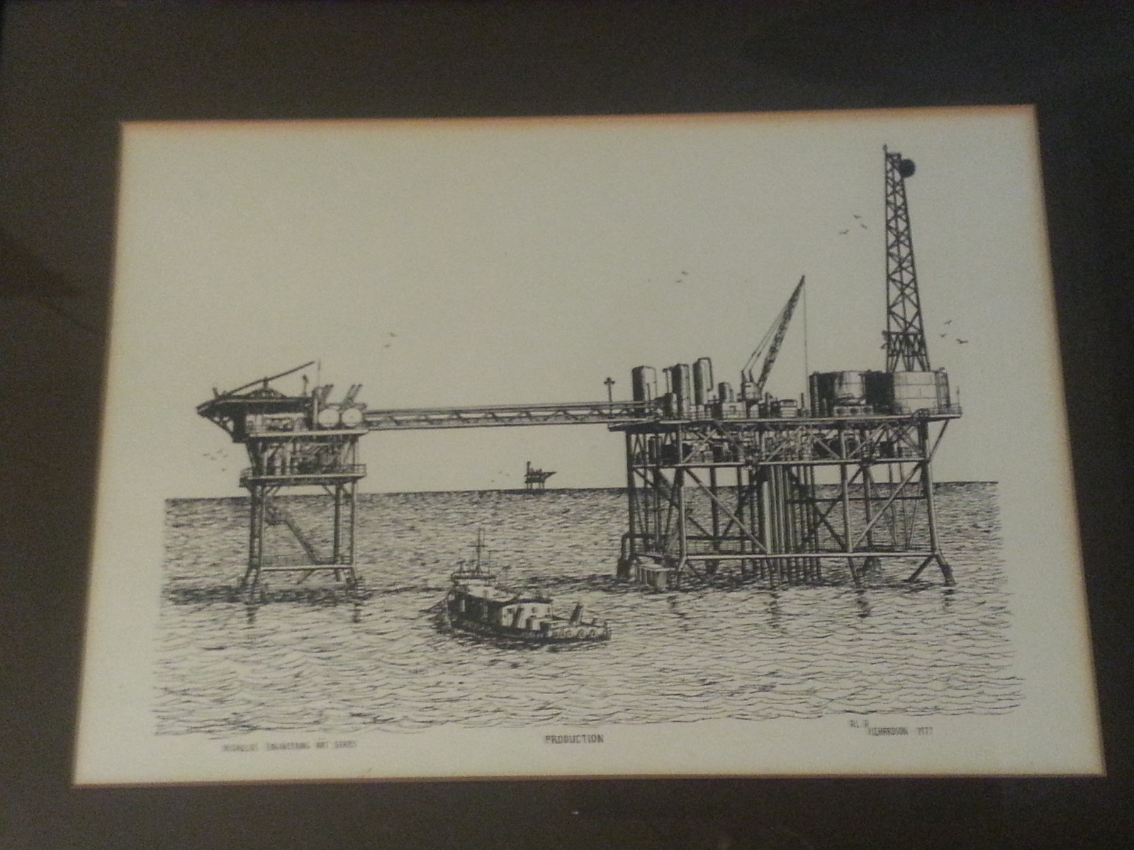 Production Nicholas Engineering Art Series Al Richardson 1977 Offshore Oil Rig