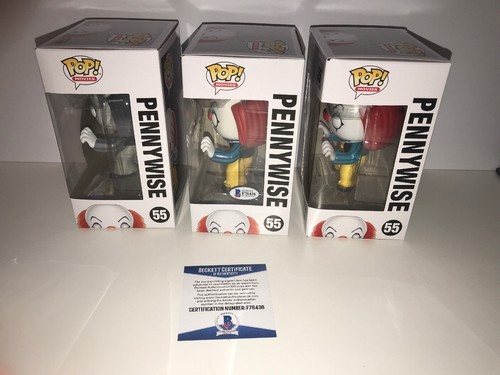 Pennywise 3-Pack Bundle Funko POP! #55 With Tim Curry Signed POP! W/ Beckett COA