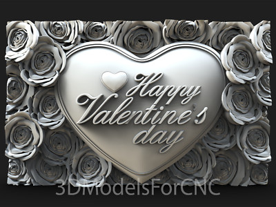 3D Model STL File for CNC Router Laser & 3D Printer Happy Valentine's Day 1