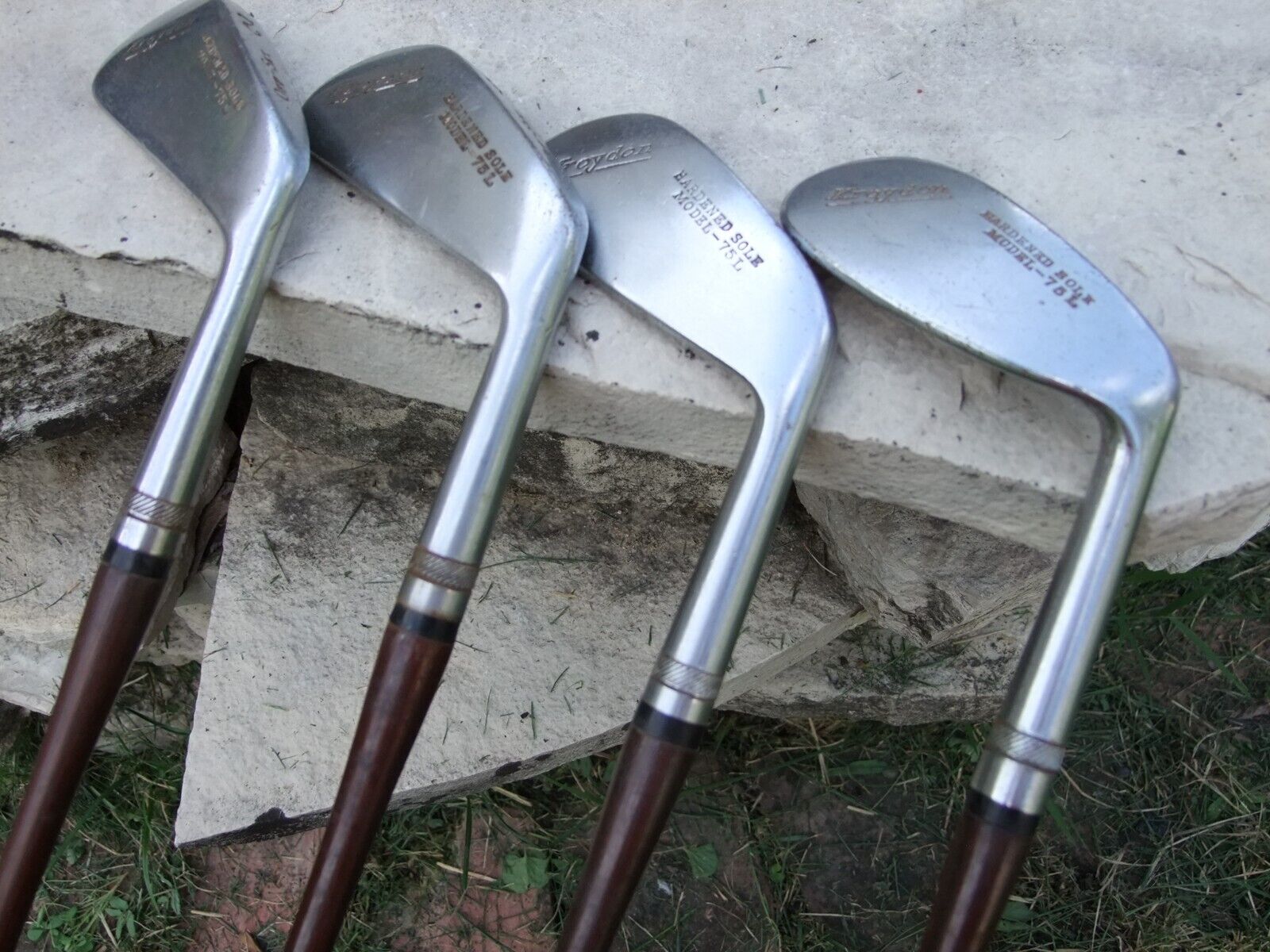 Kroydon Model 75 L Golf Irons, 2, 3, 4 & 8 Fluted Hickory Power Super Shafts