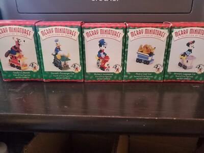 1998 Hallmark Merry Miniatures ''Mickey Express'' Disney Train Ornaments Full Set!