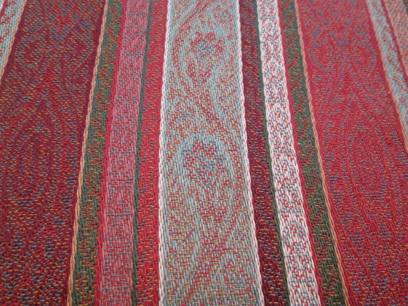 Martha Stewart Tablecloth Stripes Round Rust Green Brown 70