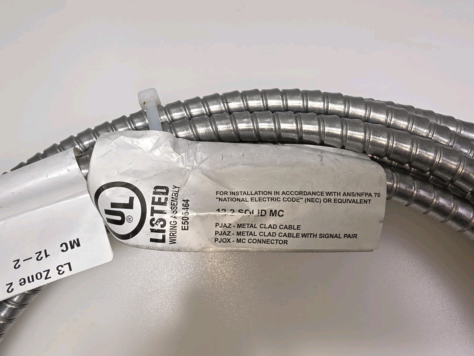 Glide Lite Solid 12/2 Cu  MC (Al) Cable 30' - 25' + 5' Terminated - Ships Free!! - Picture 5 of 5