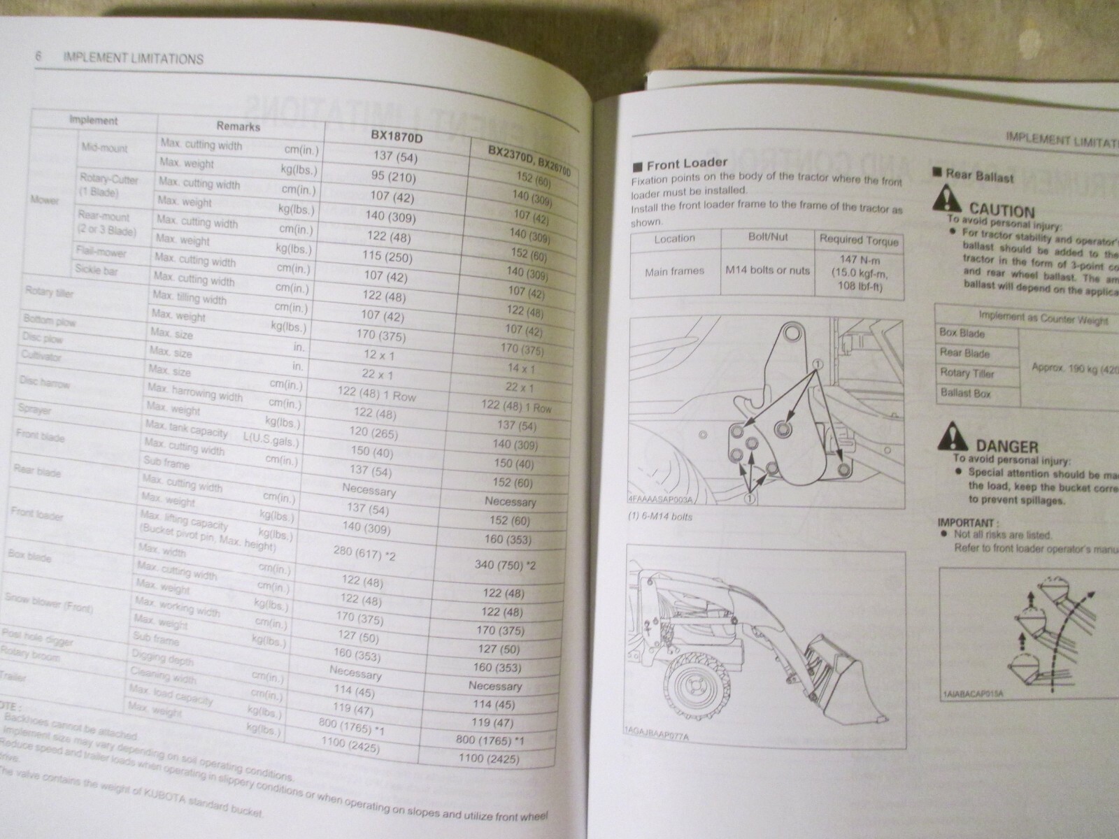 Kubota BX1870 BX2370 BX2670Operators Manual K2771-71311