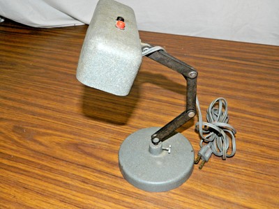 Vtg Dual Tube Floating Hinged Articulated Cast Iron Industrial MINI Desk Lamp