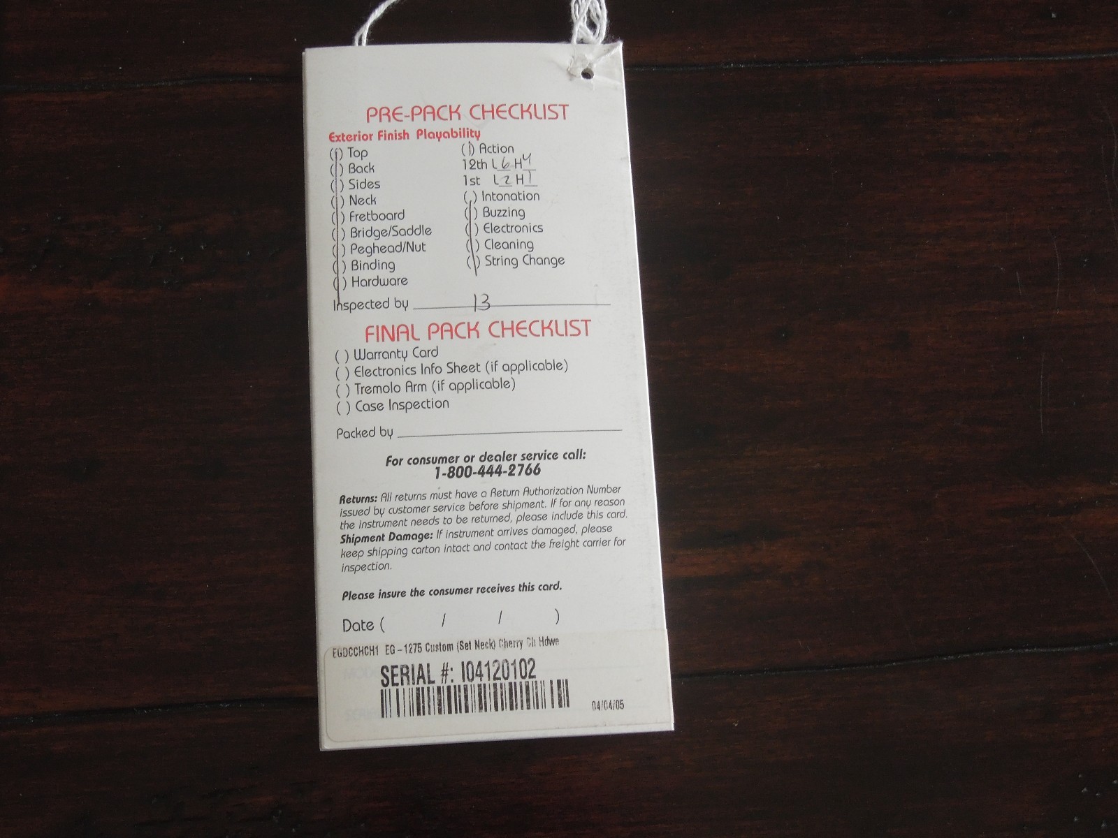Epiphone EG-1275 Custom Set Neck Twin Neck Guitar Warranty Card Never Mailed in