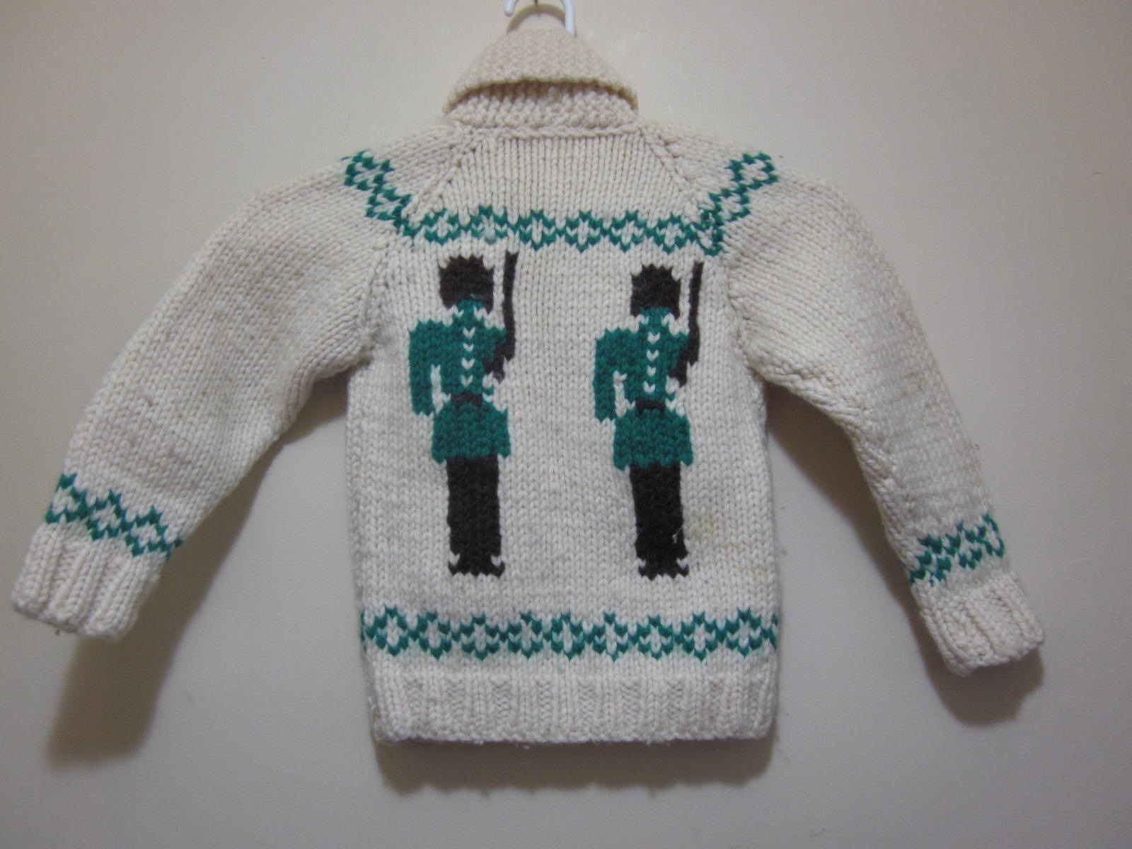 Vtg 70s Mary Maxim Cowichan Toy Soldier PURE Wool CHILD Sweater Jacket Kids 4