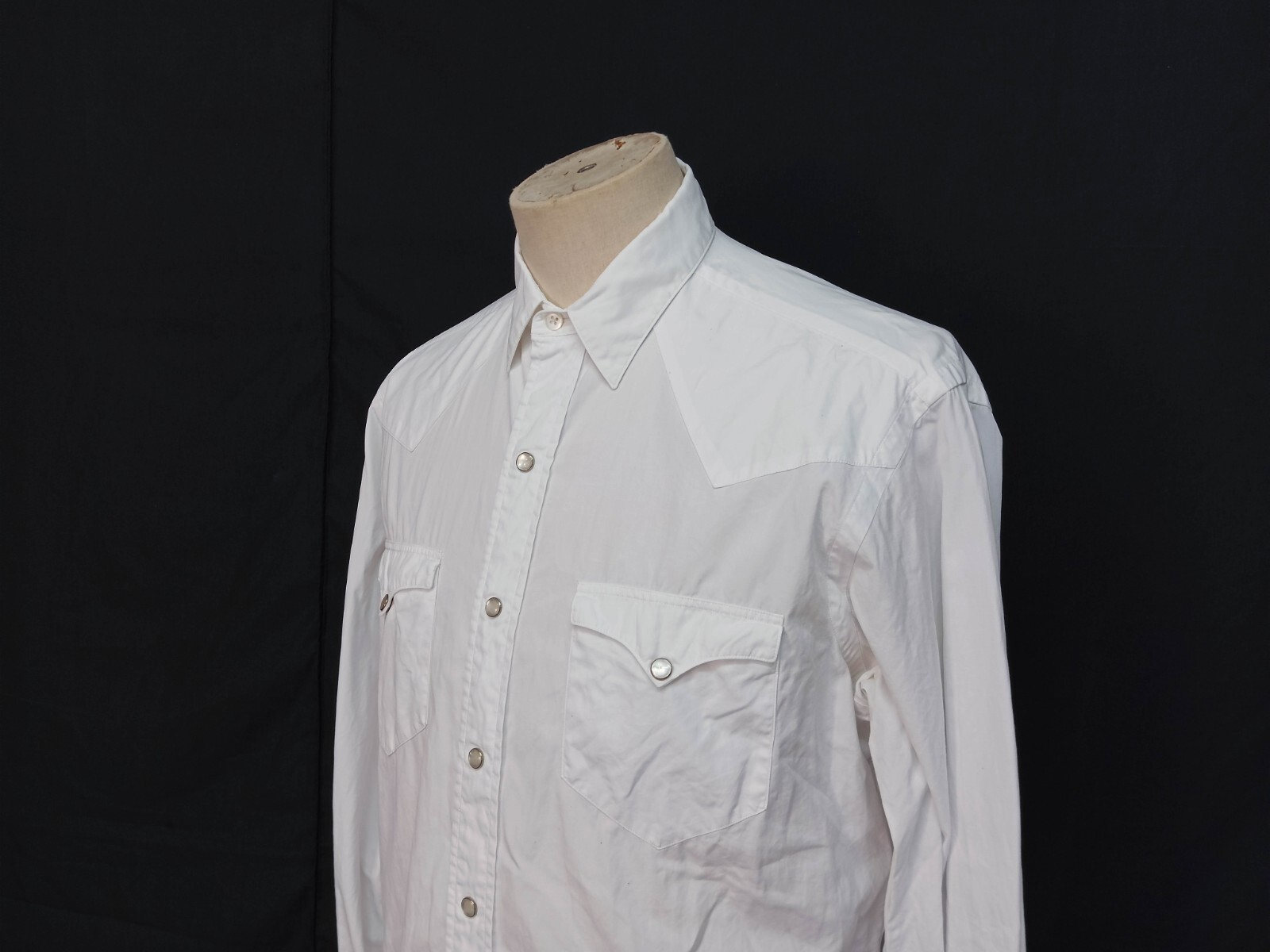 Vintage 80s Polo Ralph Lauren Pearl Snap White Cotton Men's