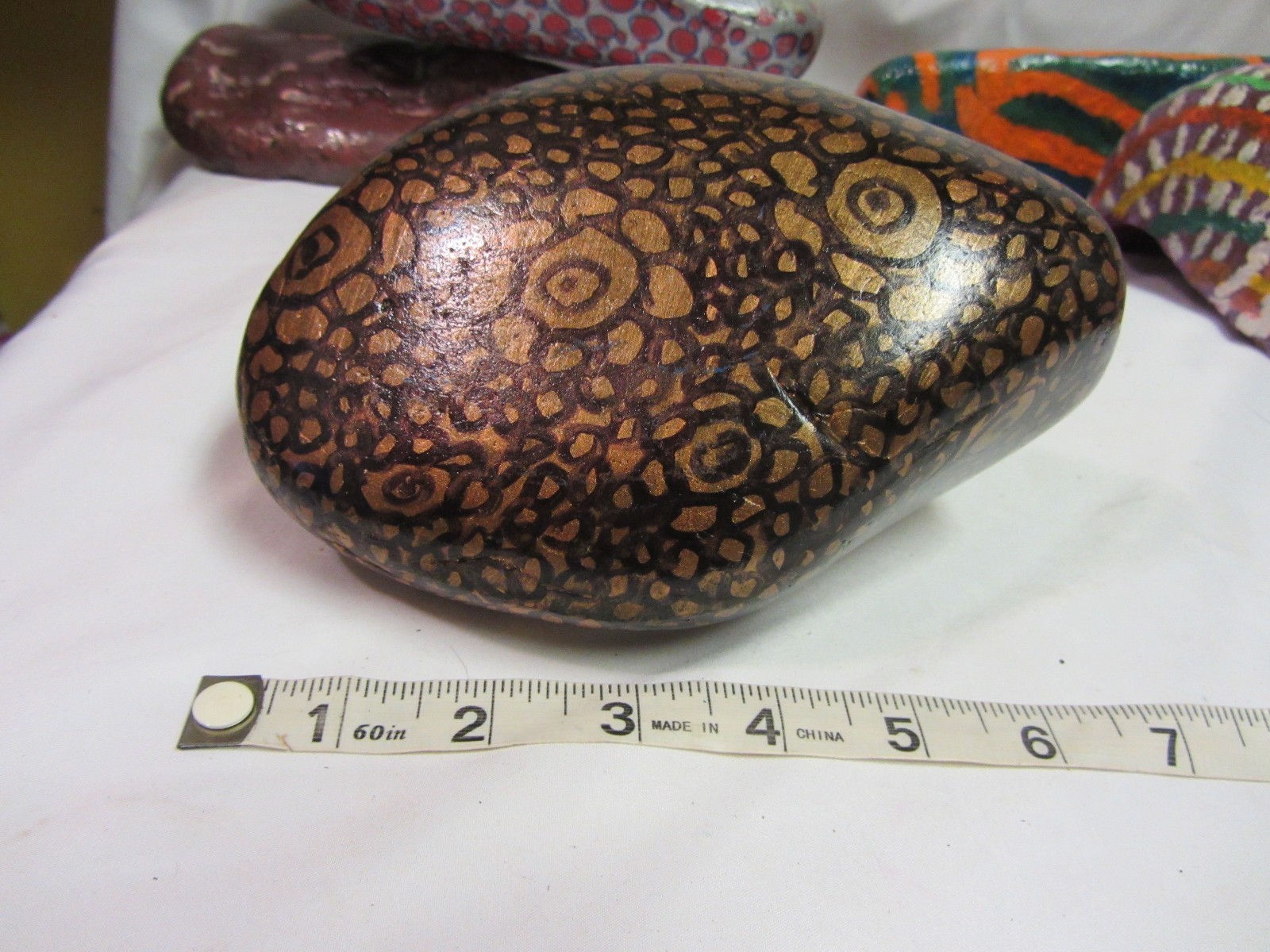 Large Hand Painted Black Gold Rock Aquarium Garden Porch Fountain Pond 6x3x6