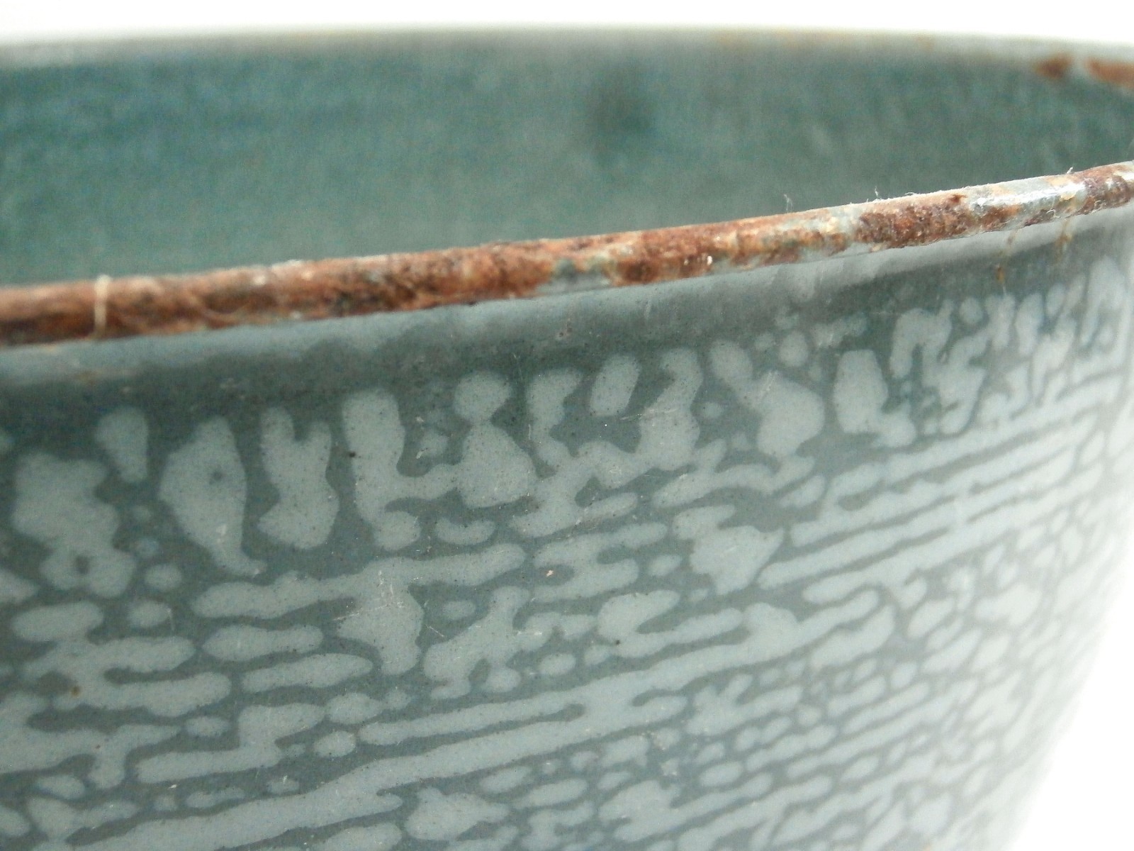 Vintage Enamelware Bowl Unique Mottled Teal Color Graniteware Collectible Dish