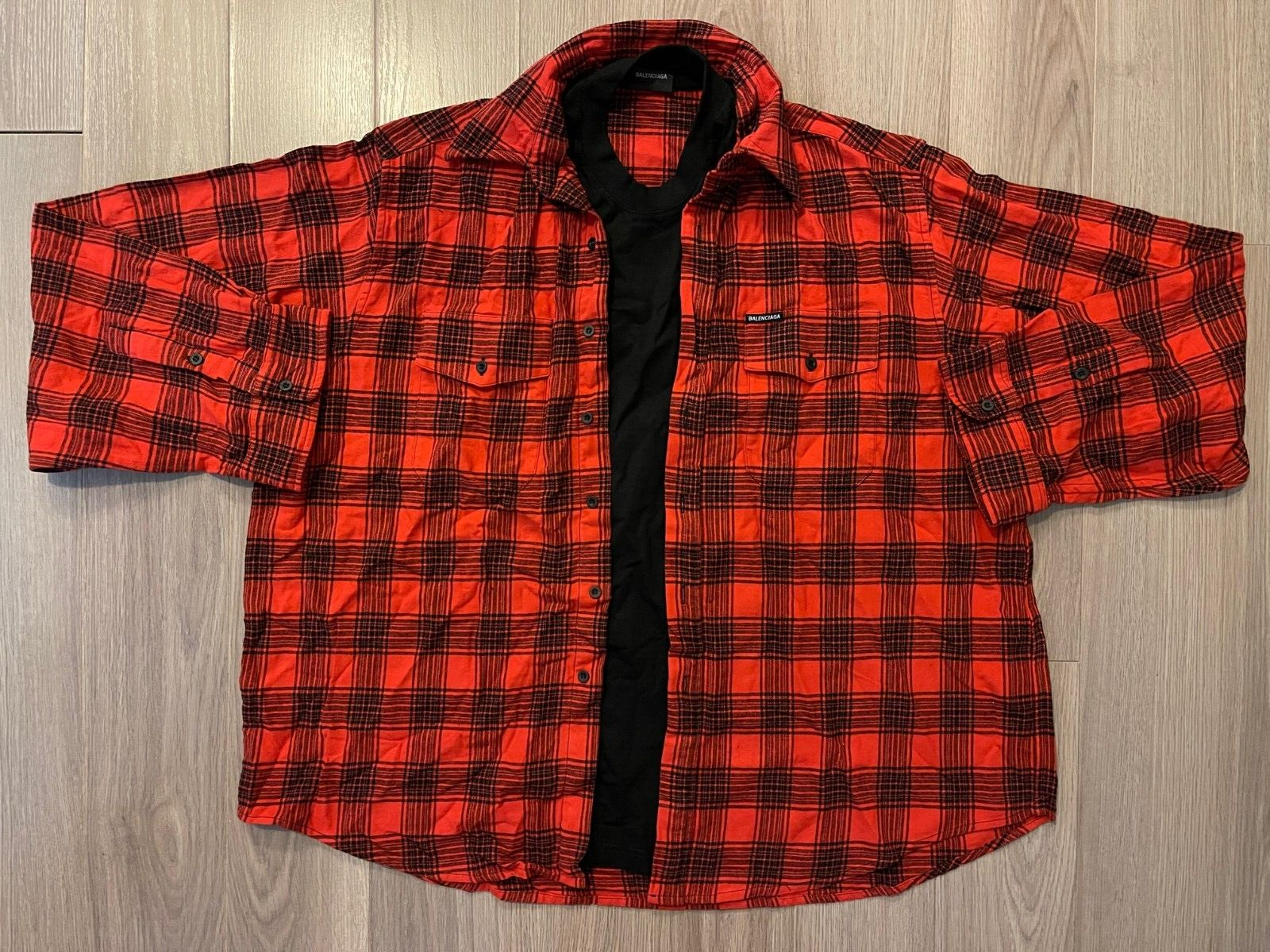 Balenciaga Trompe L'Oeil Oversized Shirt red sz S | eBay Balenciaga Trompe L'Oeil Oversized Shirt red sz S | eBay