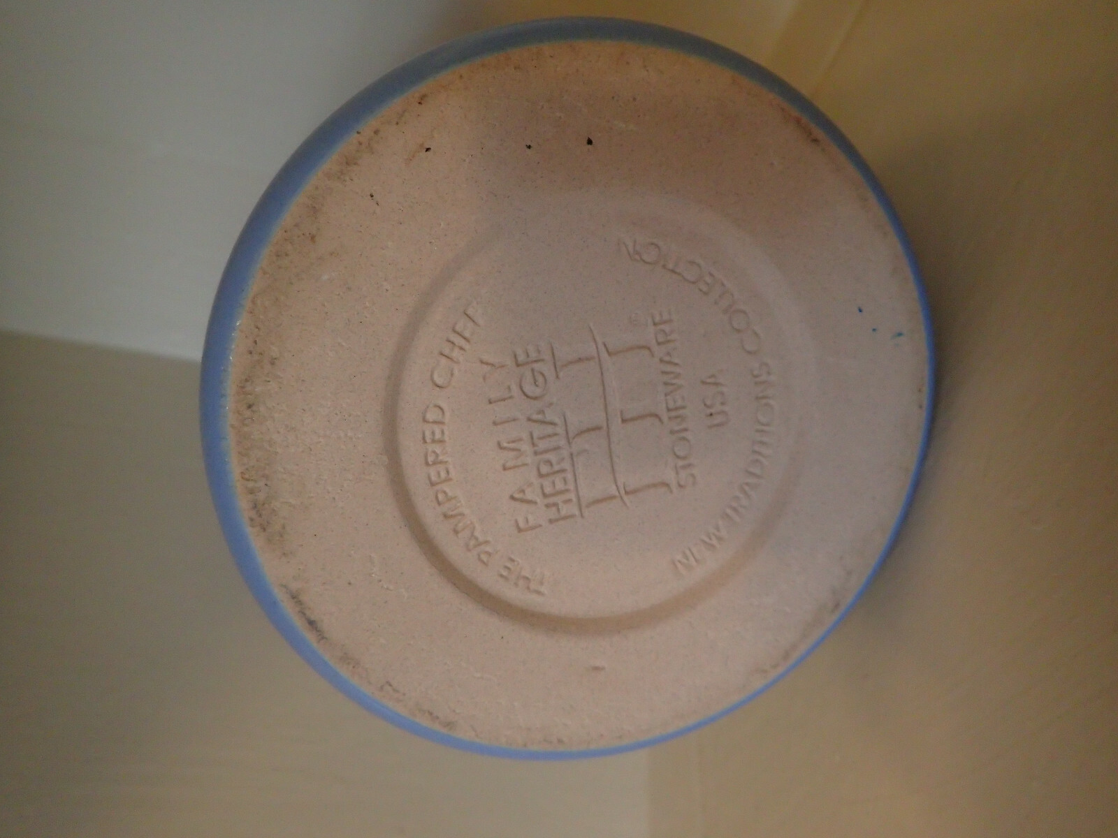 Pampered Chef Family Heritage Stoneware Blue Utensil Holder Crock New Traditions