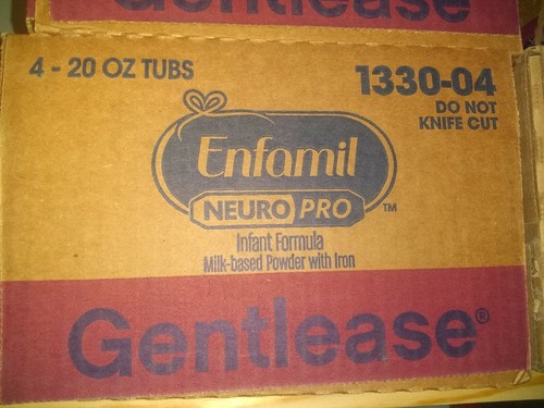 Enfamil NEURO PRO Gentlease Non-GMO infant formula 4 (20 oz each) tubs.