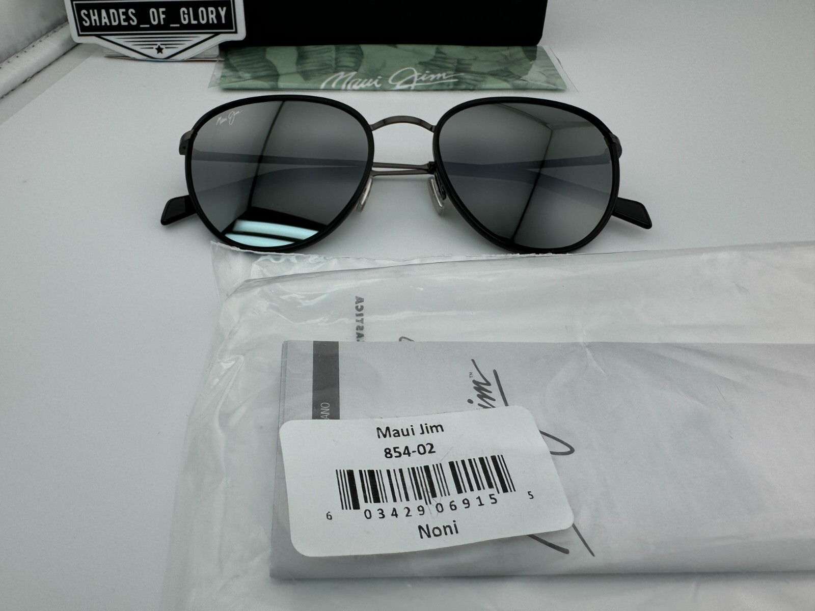 Pre-owned Maui Jim Noni Mj 854-02 Titanium Gunmetal Neutral Grey Polarized Sunglasses