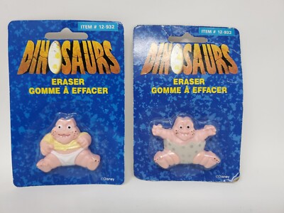 Lot of 2 Disney Dinosaurs TV Show Baby Sinclair Eraser