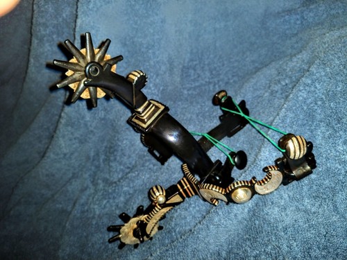 WESTERN SPURS HANDMADE CLASSIC STERLING SILVER INLAY  