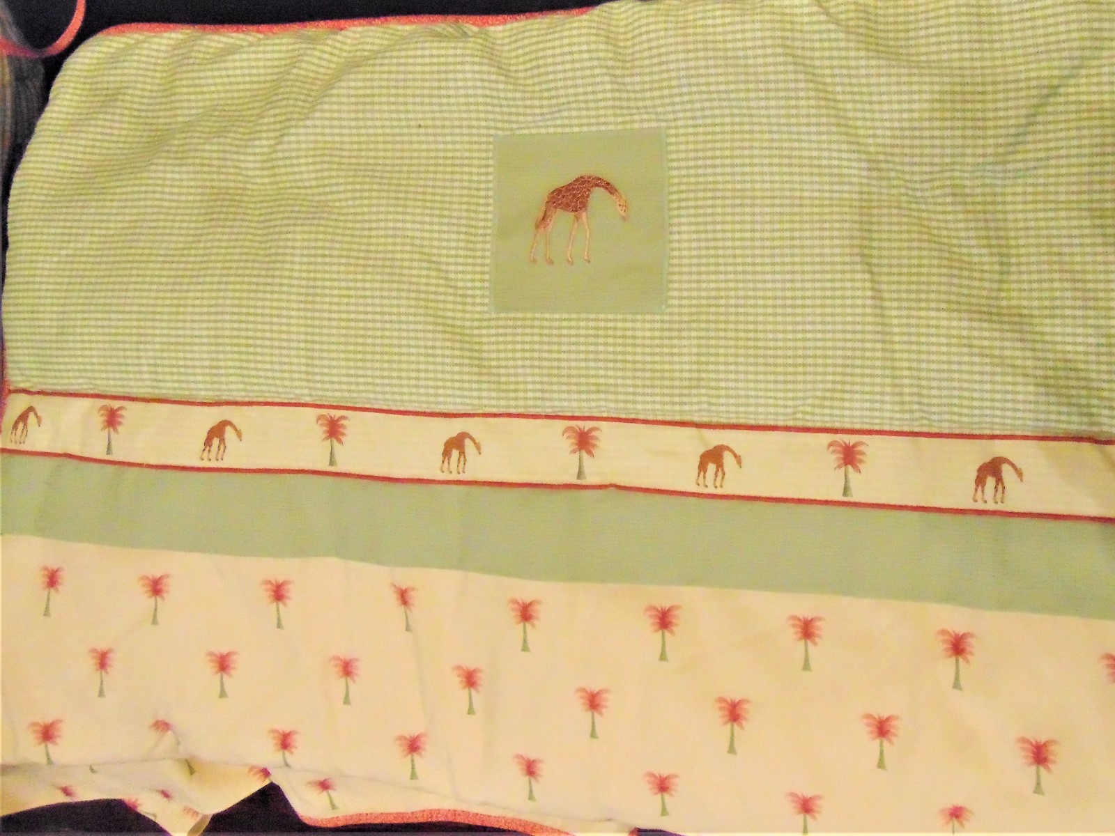 4 Pc Set Lambs & Ivy Yellow & Green Checkered Crib Bedding Set – Giraffes, Palm