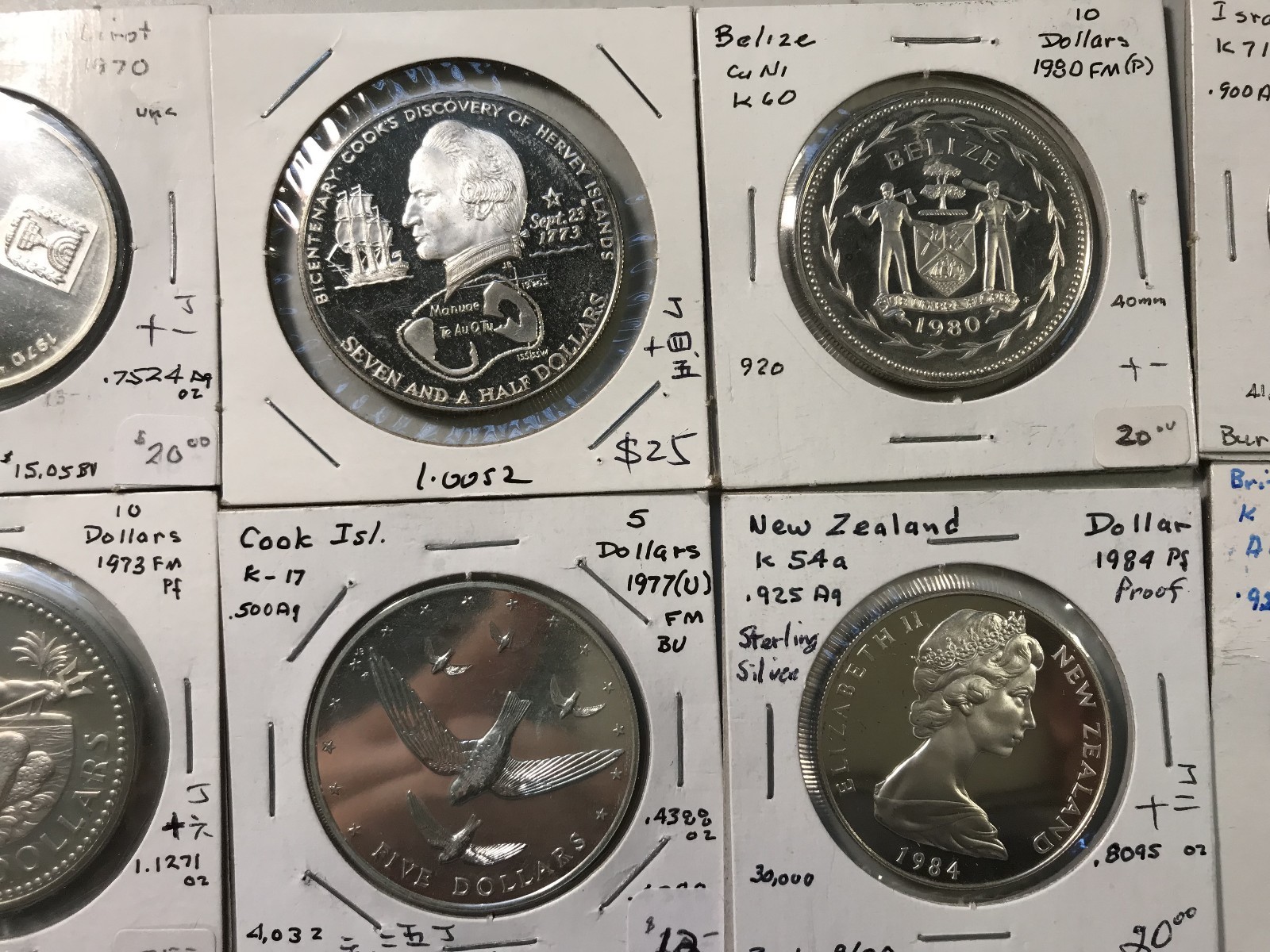 Belize Barbados Israel and more 10 silver world coin lot Excellent high value