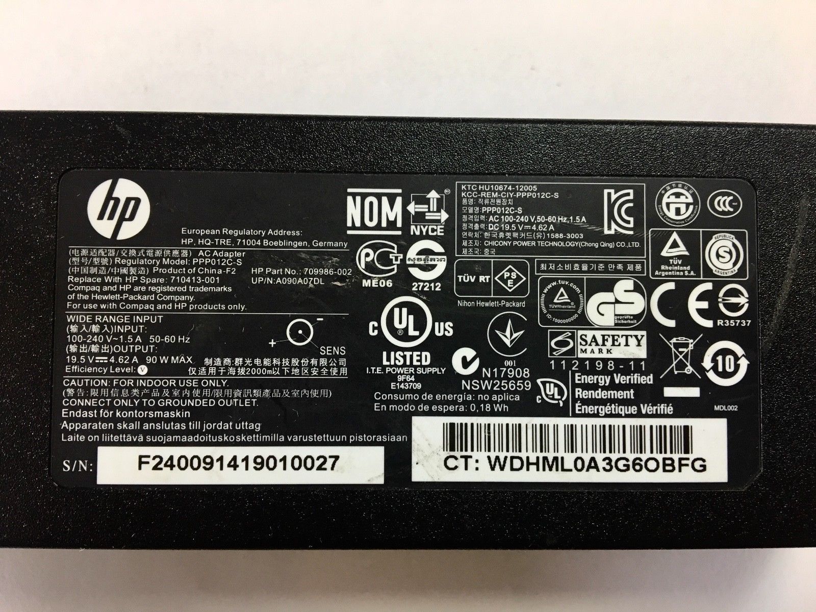 Lot 100: Genuine HP 90W 19.5V AC Adapter blue tip for Chromebook, pavilion, envy