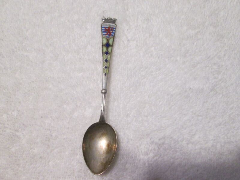 Vintage .800 Silver Enameled Luxemburg Souvenir Spoon