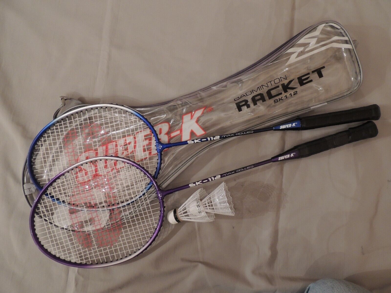 2 Badminton Rackets Super-K max power SK-112 KL0001 in a 2 Badminton Rackets Super-K max power SK-112 KL0001 in a