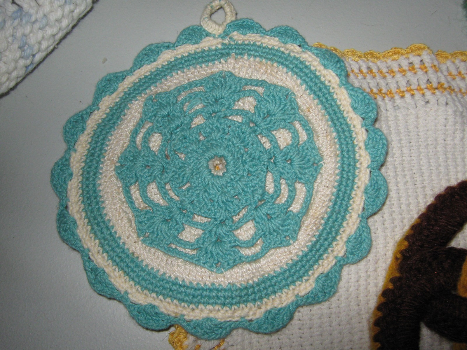 Lot of 6 Vintage Crocheted Pot Holders / Hot Pads / Dishcloth