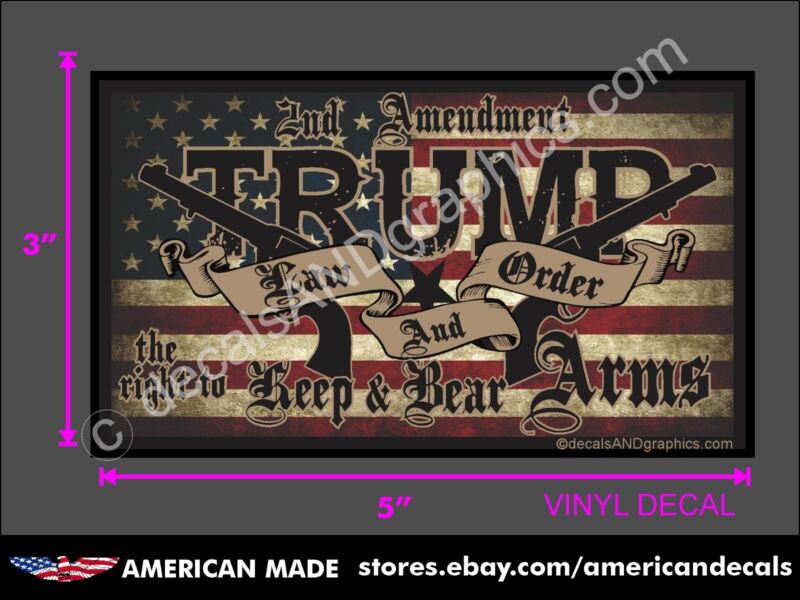TRUMP LAW & ORDER 2nd AMENDMENT GUNS AMERICAN FLAG 2020 DECAL BUMPER STICKER