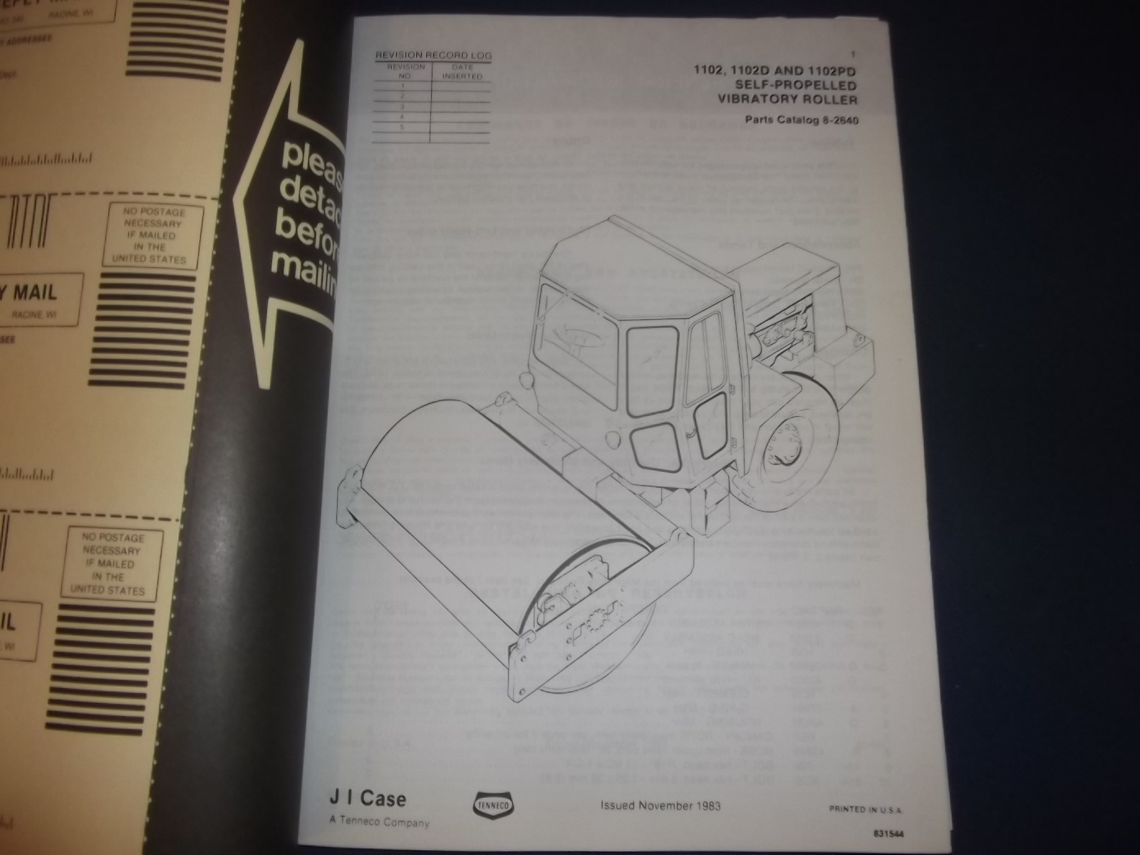 CASE VIBROMAX 1102 1102-D 1102-PD ROLLER COMPACTOR PARTS MANUAL BOOK CATALOG