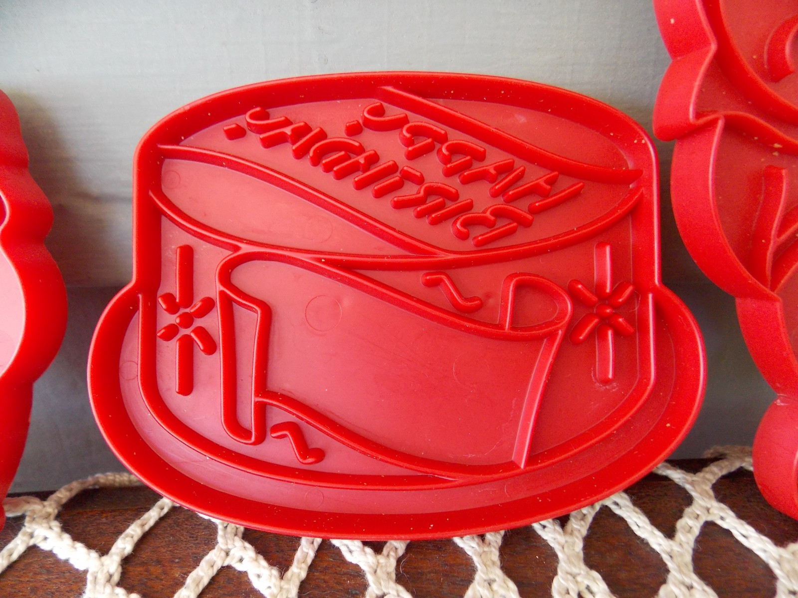 Lot of 5 Plastic Cookie Cutters Santa Birthday Cake Turkey Pig Jack-O-Lantern