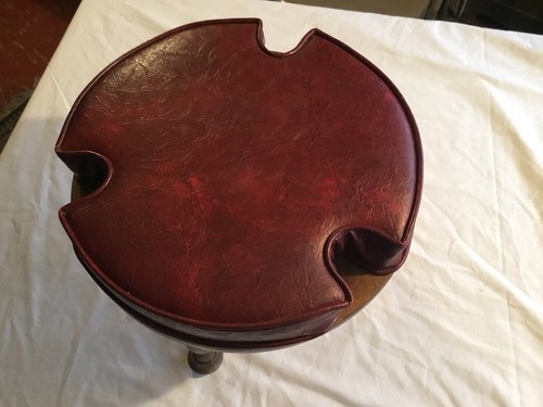 Vintage Royal Furniture Mfg. Co. Three Leg Foot Stool With Vinyl Top Very Nice