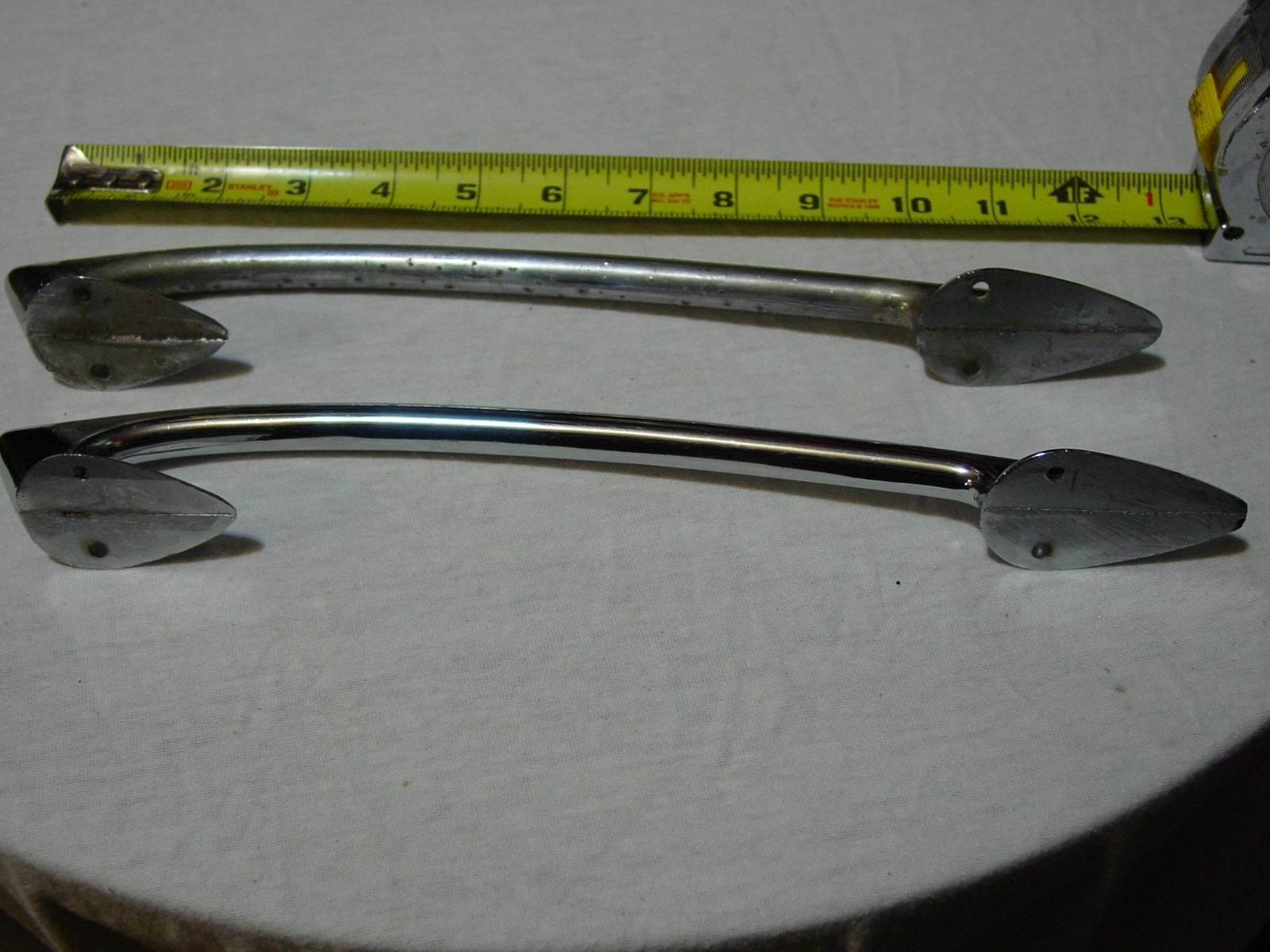 ONE PAIR (2) USED VINTAGE NAUTICAL BOAT CHROME BRASS PULLS HANDLE CLEAT GRAB BAR